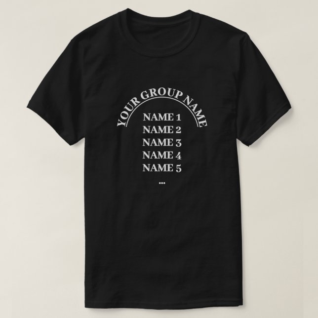 Camiseta Equipe Personalizada com Nomes de Nome de Grupo Pe (Frente do Design)