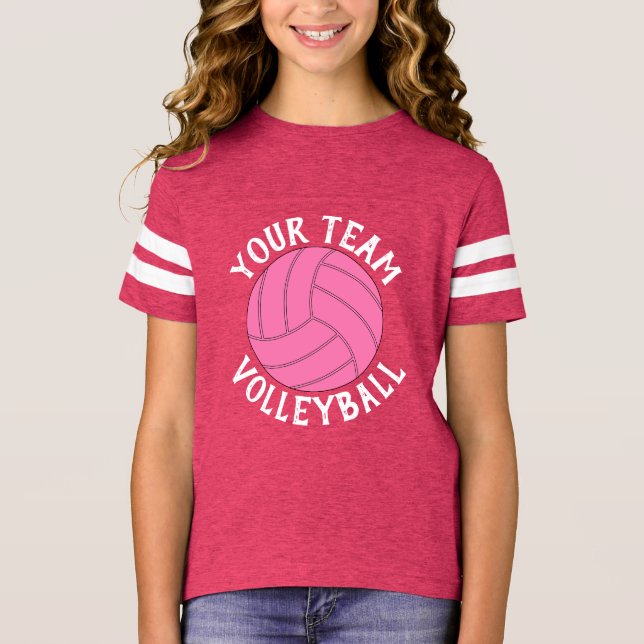 Camiseta Equipe Personalizada de Voleibol Rosa Nomes Rapari (Frente)