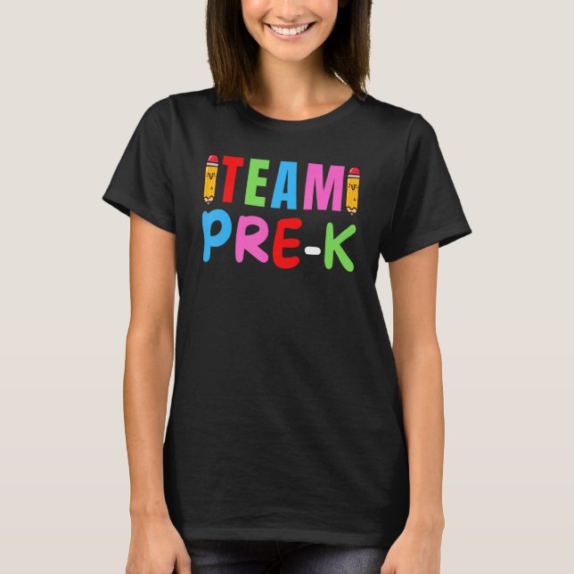 Camiseta Equipe Pré-K Esquadrão Pré-K Professor Equipe de V (Frente)