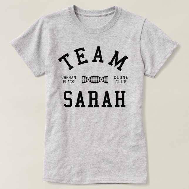 Camiseta Equipe preta órfão Sarah (Frente do Design)
