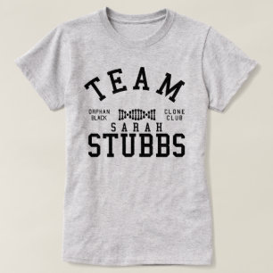 Camiseta Equipe preta órfão Sarah Stubbs