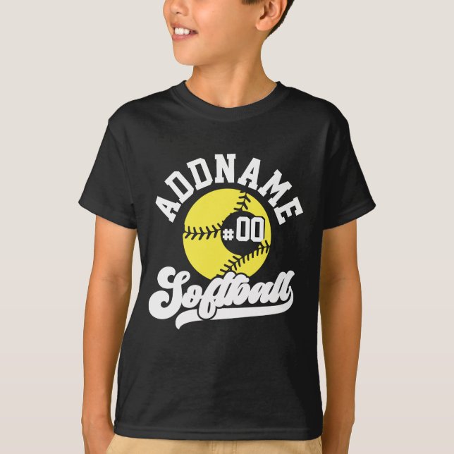 Camiseta Equipe Retroativa de NOME ADD do Jogador de Softba (Frente)