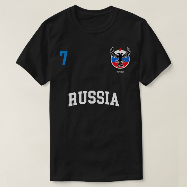 Camiseta Equipe russa nº 7 futebol bandeira russa (Frente do Design)