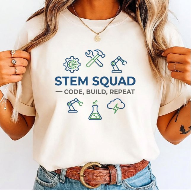 Camiseta Equipe STEM Código Construir Repetir para “Engenhe (Criador carregado)