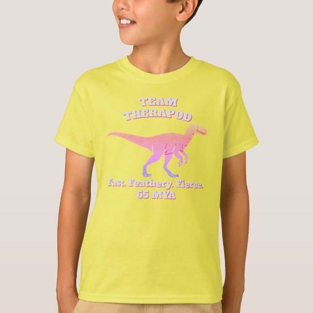 Camiseta Equipe Theropod - Rápido. Couro. Fúria (Frente)