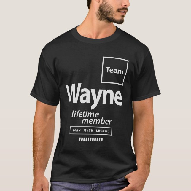 Camiseta Equipe Wayne Lifetime Membro Funny Nome Wayne (Frente)
