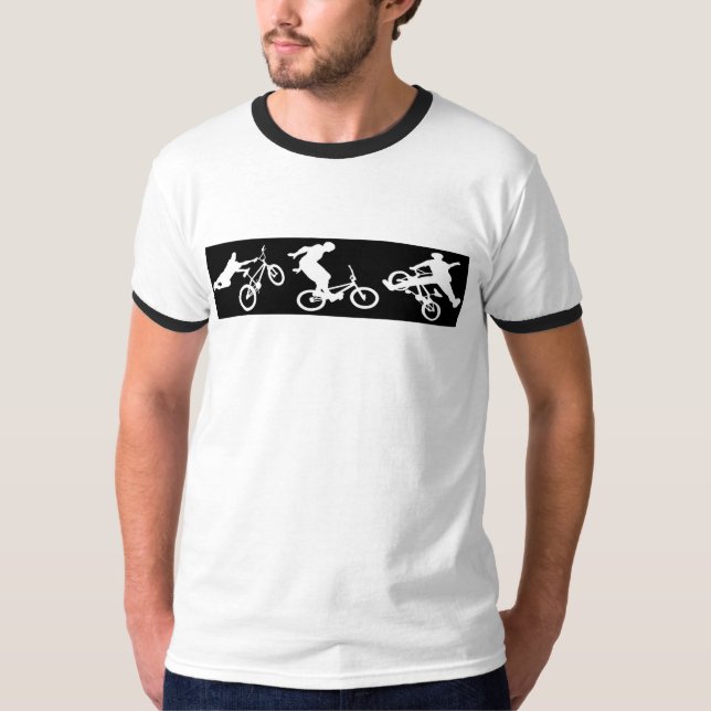 Camiseta Equitação do truque da bicicleta de BMX (Frente)