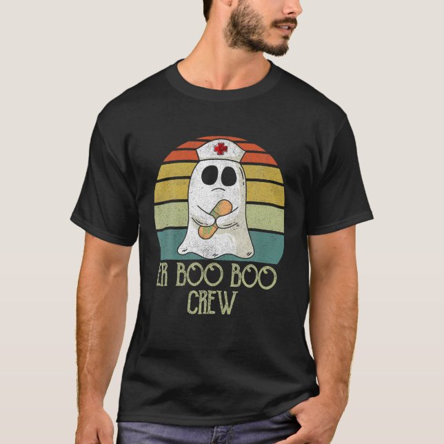 Camiseta ER Boo Boo Crew Ghost Nurn Retro Halloween (Frente)