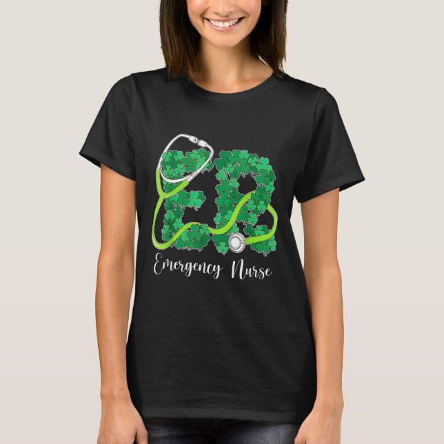 Camiseta Er Emergency Nurse Stethoscope St. Patrick's Day S (Frente)
