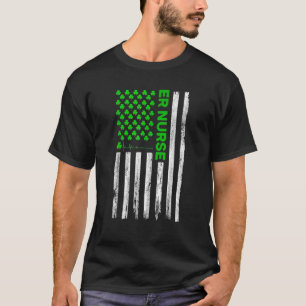 Camiseta ER Enfermeira American Flag Shamrock Dia de São Pa
