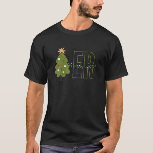 Camiseta ER Enfermeira Luzes de Natal Departamento de Emerg