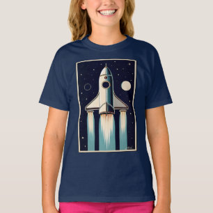 Camiseta Era Espacial Retro Nave Espacial dos Anos 50