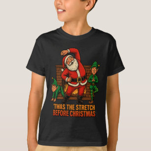 Camiseta Era O Alongamento Antes Do Natal Yoga Papai Noel E