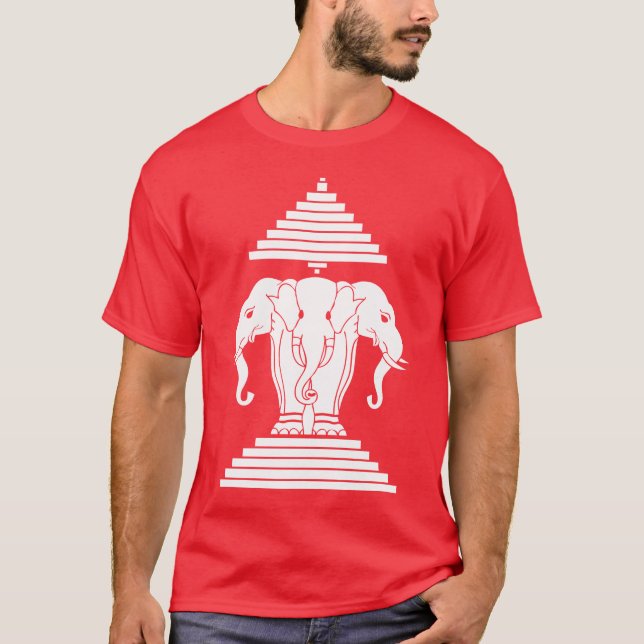 Camiseta Erawan três dirigiu o Lao do elefante/bandeira de (Frente)