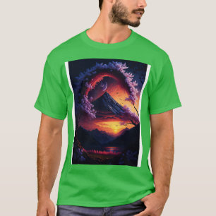 Camiseta Ereal Blossomas Sunset Serenity e Rainbow Refl