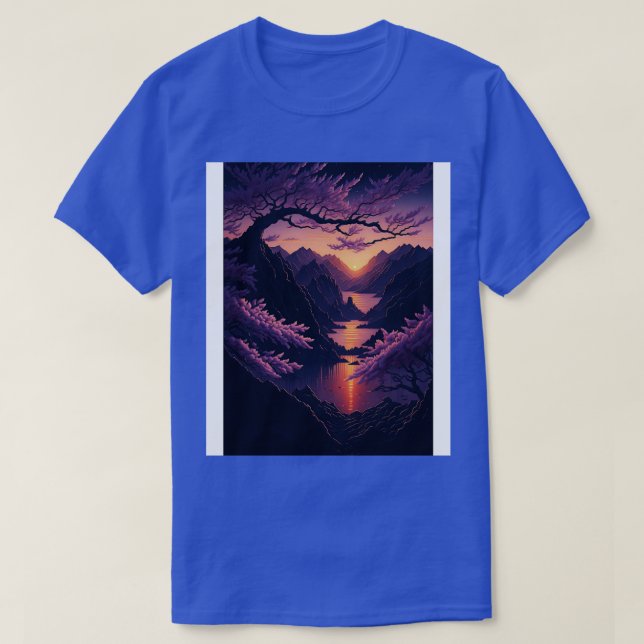Camiseta Ereal Blossomas Sunset Serenity e Rainbow Refl (Frente do Design)