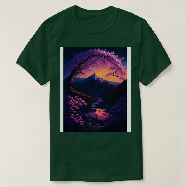 Camiseta Ereal Blossomas Sunset Serenity e Rainbow Refl (Frente do Design)