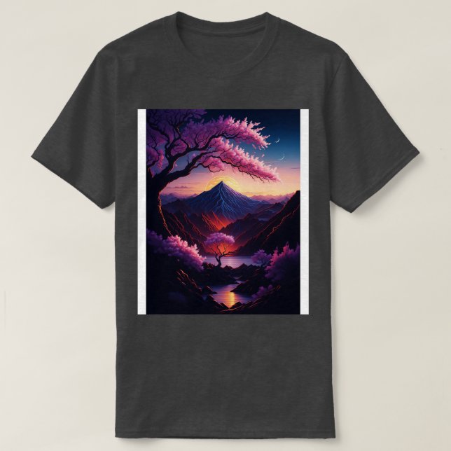 Camiseta Ereal Blossomas Sunset Serenity e Rainbow Refl (Frente do Design)