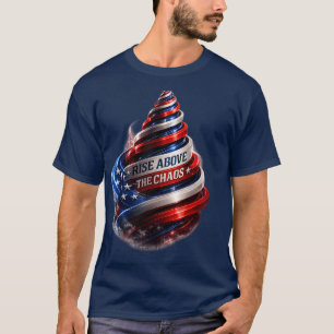 Camiseta Erga-se Acima do Caos Espiral Patriótica 3D Óptico