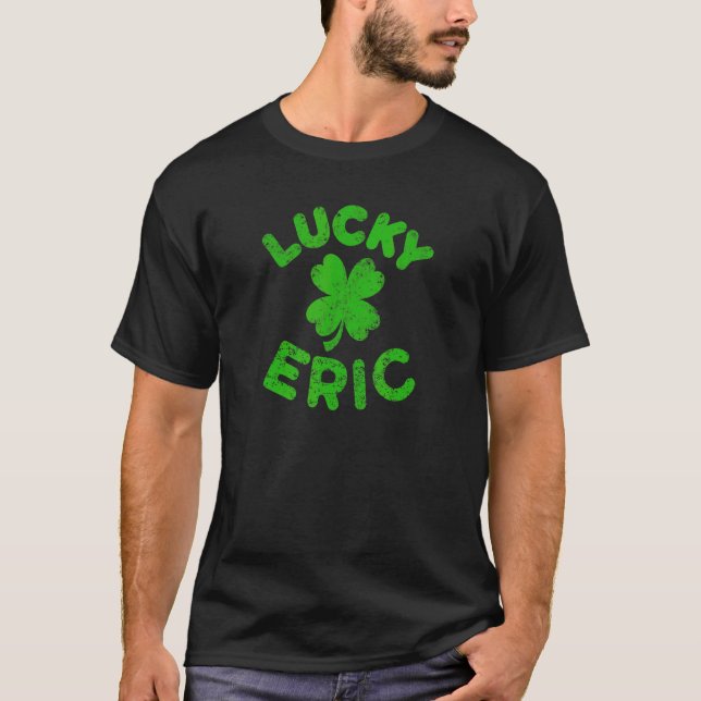 Camiseta Eric Irish Family Dia de São Patrício Lucky Eric (Frente)