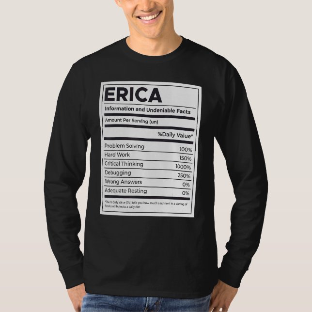 Camiseta Erica Nutrition Information Problem Solving Duro W (Frente)