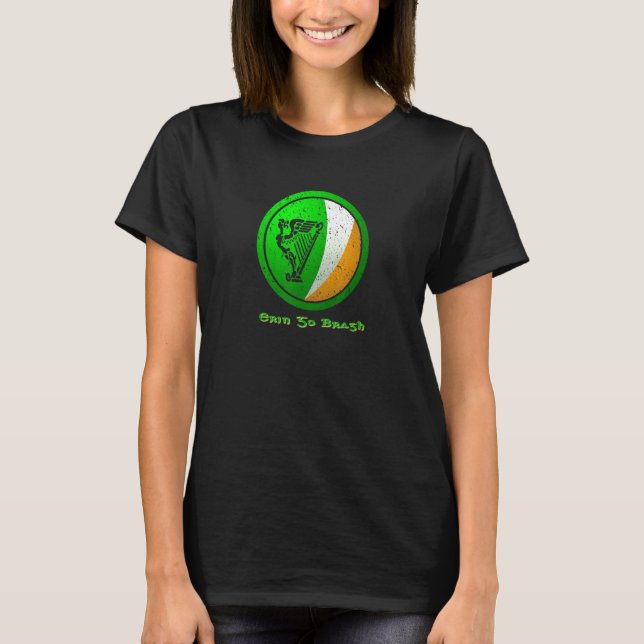 Camiseta 'erin Go Bragh'  Irish Flag With Irish Harp (Frente)