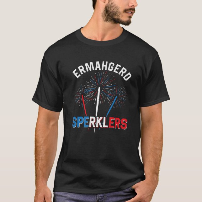 Camiseta Ermahgerd Sperklers 4 De Julho Fireworks Sparkler (Frente)
