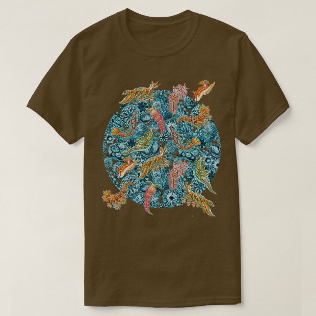 Camiseta Ernst Haeckel Nudibranch Sea Slugs sobre Cerulean  (Frente do Design)