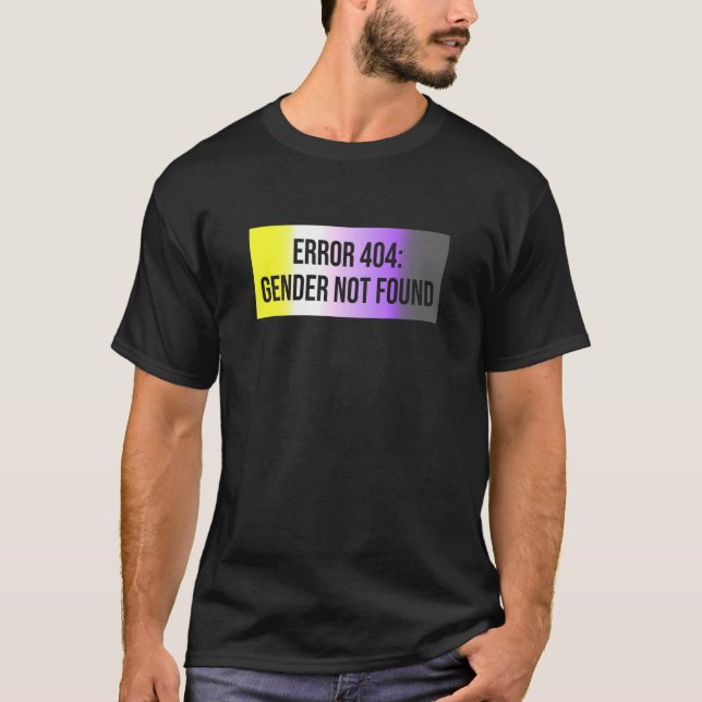 Camiseta Erro 404 Gênero Não Encontrado Sinalizador Não Bin (Frente)