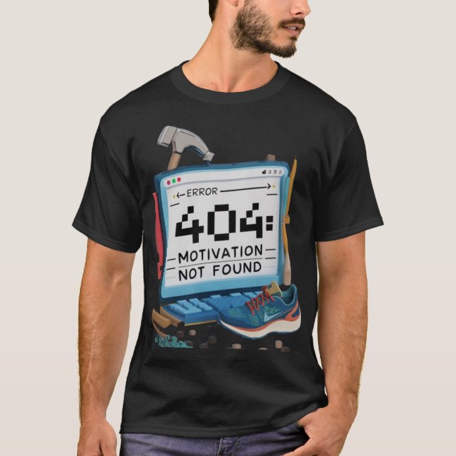 Camiseta Erro 404: Motivação Não Encontrada Camisa-T - Humo (Frente)