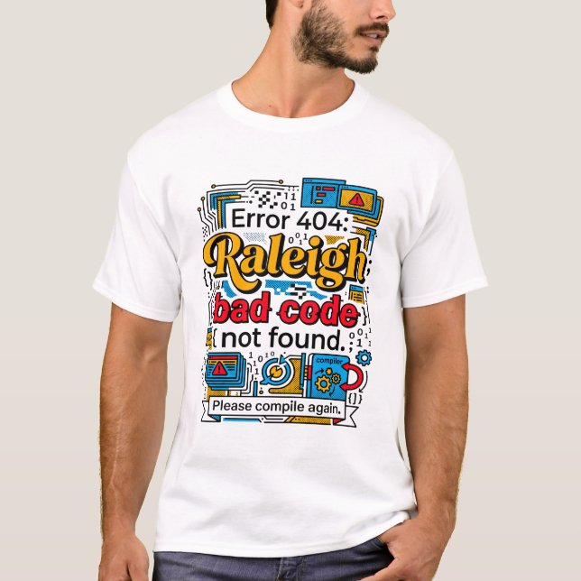 Camiseta Erro 404 Tema de Código de Programação de Computad (Frente)