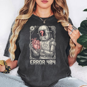 Camiseta Erro de Robô 404 Coração Ponto de Interrogação Vin