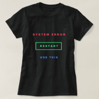 Erro do sistema de reinicialização de T-Shirt em R