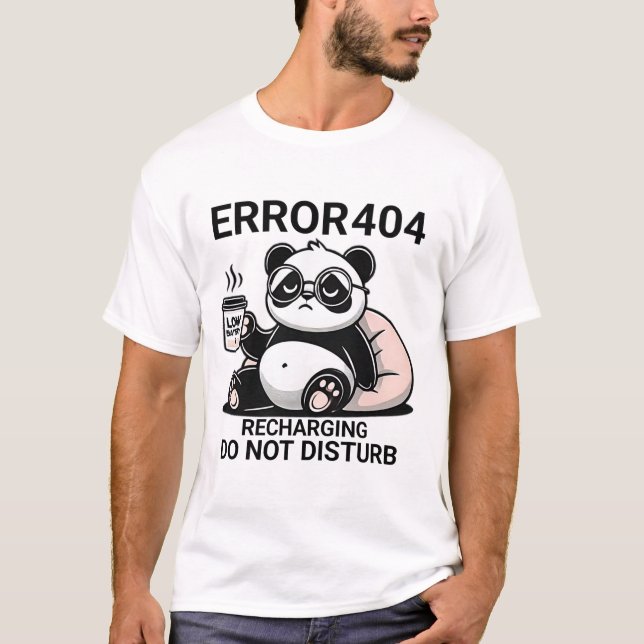 Camiseta Erro Engraçado 404 Panda T-Shirt Baixa Bateria (Frente)