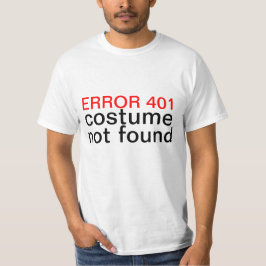 Camiseta Erro não encontrado 401 do traje do Dia das Bruxas