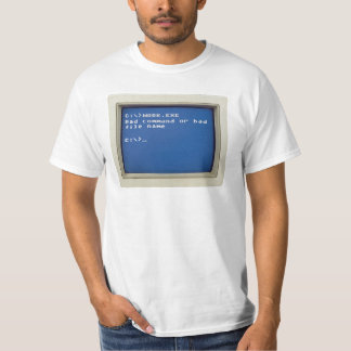 Camiseta Erro Retro DOS: C:\>WORK.EXE - Comando ruim...