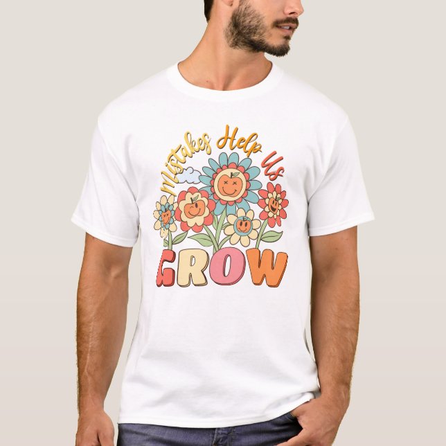 Camiseta Erros Nos Ajudam A Crescer | Motivação Floral Repr (Frente)