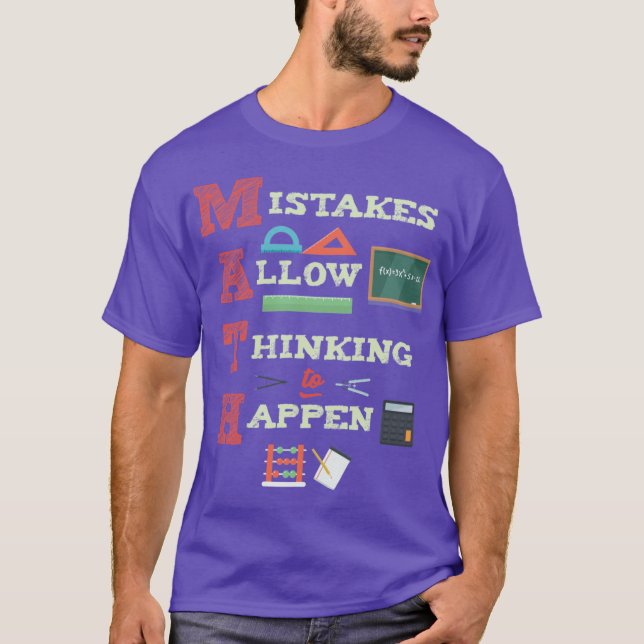 Camiseta Erros Permitem Pensar Acontecem Professor de Matem (Frente)