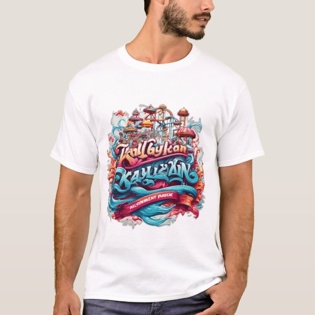 Camiseta Erupção de emoções: Logotipo do Parque de Amusemen (Frente)