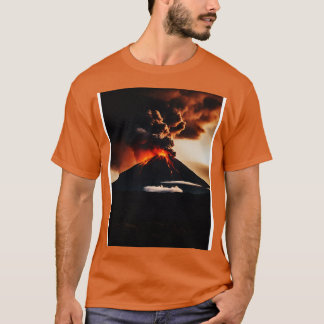 Camiseta Erupção vulcânica com fluxo de lava