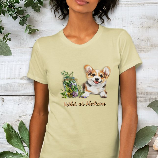 Camiseta Ervas de Cachorro Corgi como Medicina (Criador carregado)