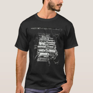 Camiseta Esboço a Lápis de Máquina Mecânica Complexa de Eng