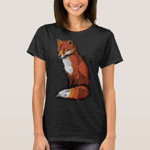 Camiseta Esboço artístico de uma Raposa, splatter de tinta