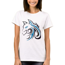 Esboço azul e preto da cabeça do lobo