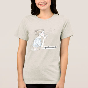 Camiseta Esboço Café Momentos Silenciosos Garota