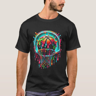 Camiseta Esboço Colorido Pingando Cor Splash Hoop Net Dri