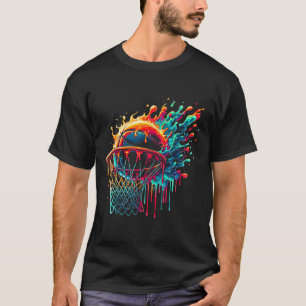 Camiseta Esboço Colorido Pingando Cor Splash Hoop Net Dri