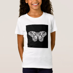 Camiseta Esboço da borboleta, branco e preto
