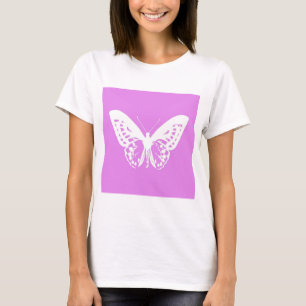 Camiseta Esboço da borboleta, orquídea e branco