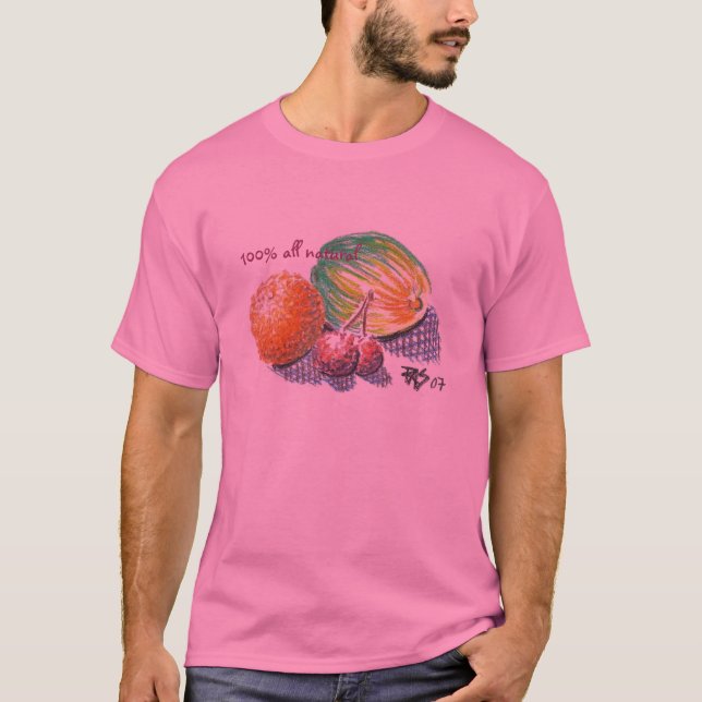 Camiseta esboço da fruta, 100% toda natural (Frente)